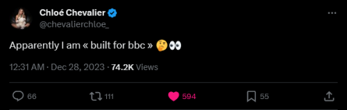 Screenshot 2023 12 29 at 19 35 02 Chloé Chevalier on X Apparently I am « built for bbc » 🤔👀 X